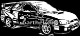 Voiture de rallye (lithogravure)